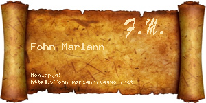 Fohn Mariann névjegykártya
