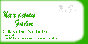mariann fohn business card
